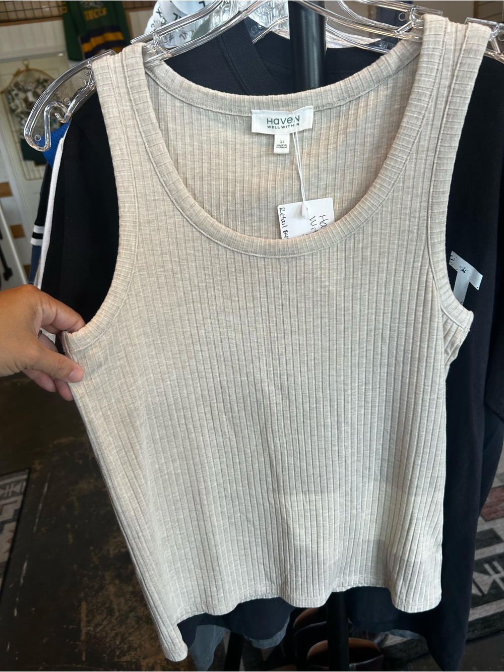 Haven Well Within Ribbed Tank Top in Light Beige NWOT